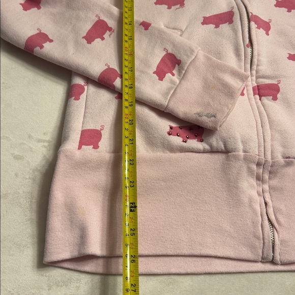 *Rare!* Primp Pink Rhinestone Pig Full Zip Hoodie, sz L - Picture 13 of 13